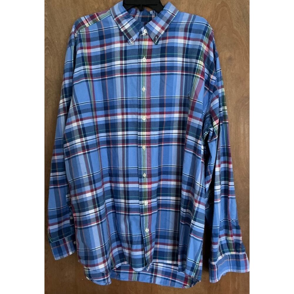 Ralph Lauren Men's Plaid Long Sleeve Button-Down Shirt 2XB Embroidered Pony